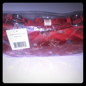 NEW Asian Inspired Satin Red &Floral ShoulderPurse
